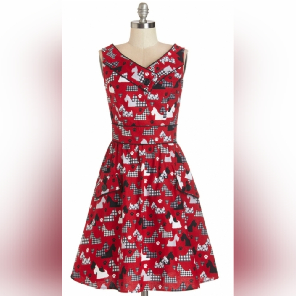 Modcloth Retrolicious places to go people to see in scottie dress